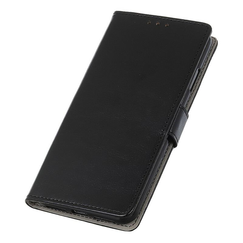 Capa De Couro Para Xiaomi Redmi Note 9 Pro 5G Efeito Couro Brilhante