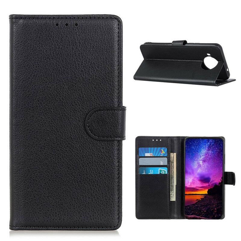 Capa De Couro Para Xiaomi Redmi Note 9 Pro 5G Efeito Couro Lichia