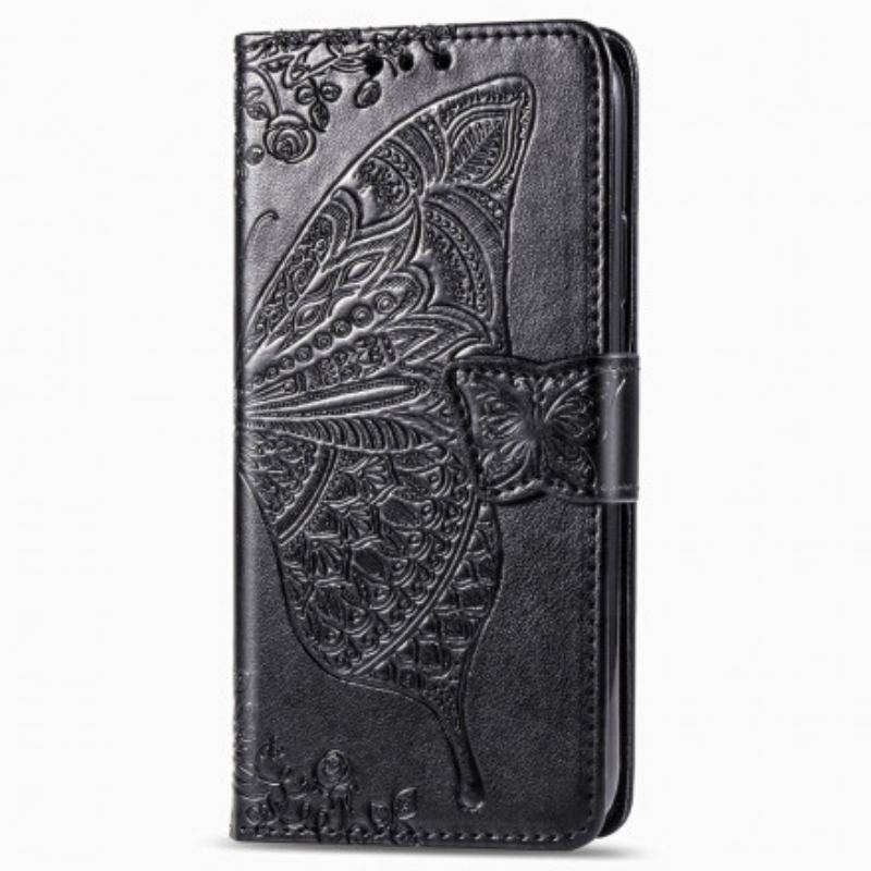 Capa De Couro Para Xiaomi Redmi Note 9 Pro 5G Meia Borboleta