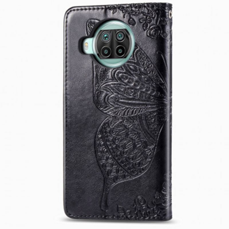 Capa De Couro Para Xiaomi Redmi Note 9 Pro 5G Meia Borboleta