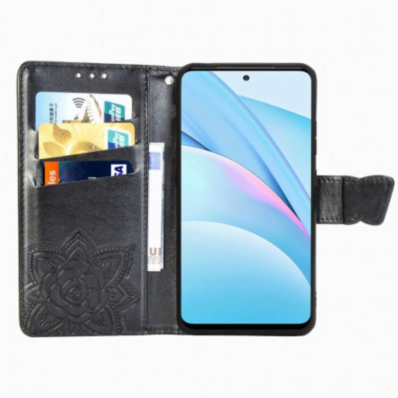 Capa De Couro Para Xiaomi Redmi Note 9 Pro 5G Meia Borboleta