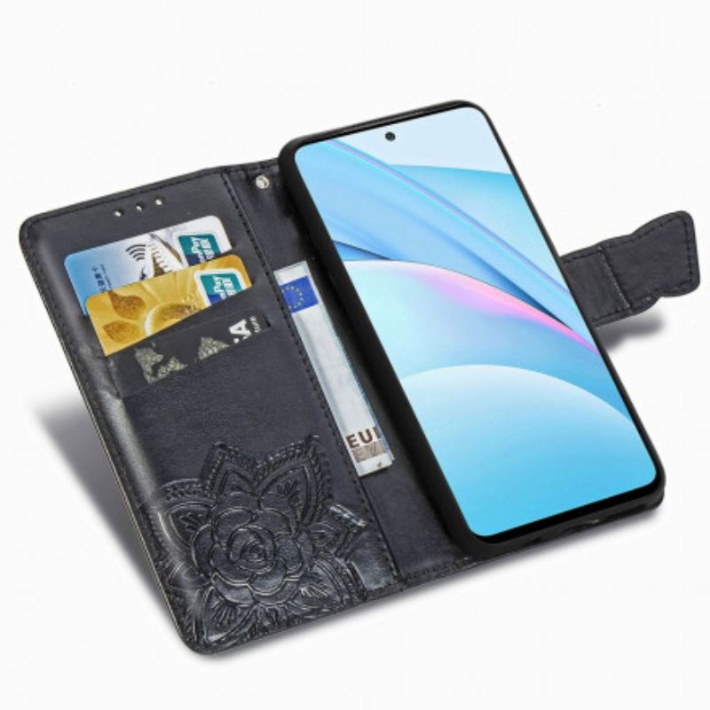 Capa De Couro Para Xiaomi Redmi Note 9 Pro 5G Meia Borboleta