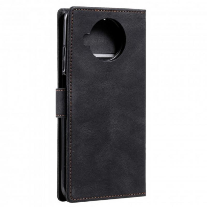 Capa De Couro Para Xiaomi Redmi Note 9 Pro 5G Rebites Bicolores De Couro Falso