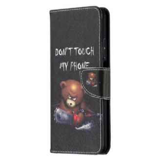 Capa De Couro Para Xiaomi Redmi Note 9 Pro 5G Urso Perigoso