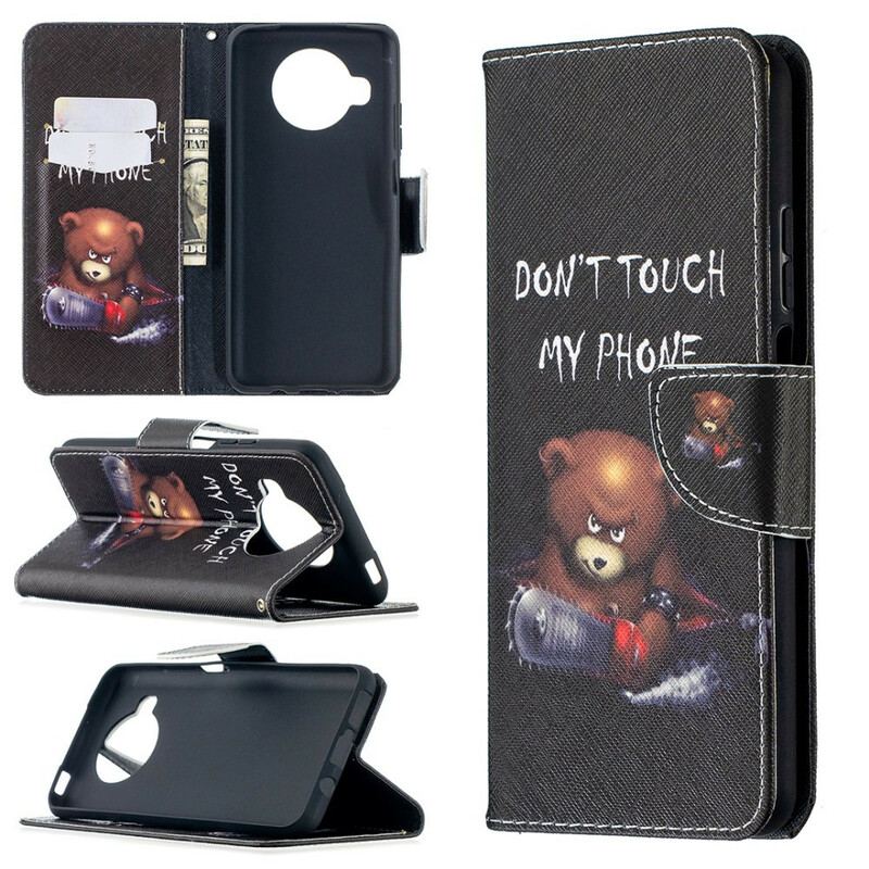 Capa De Couro Para Xiaomi Redmi Note 9 Pro 5G Urso Perigoso