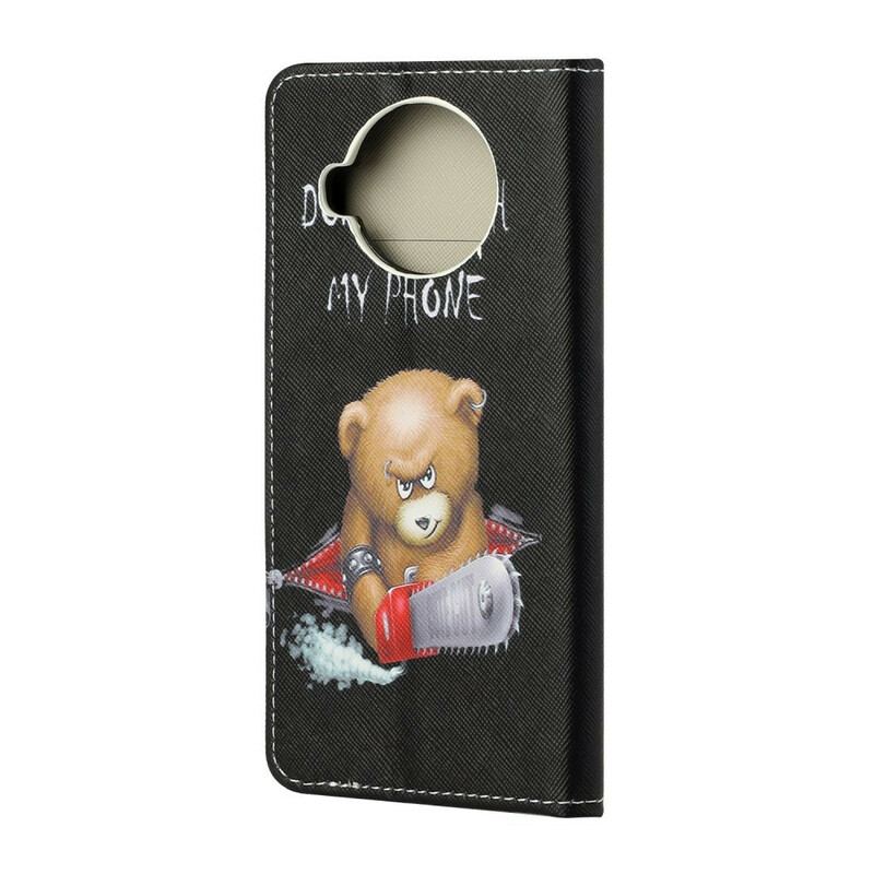 Capa De Couro Para Xiaomi Redmi Note 9 Pro 5G Urso Perigoso