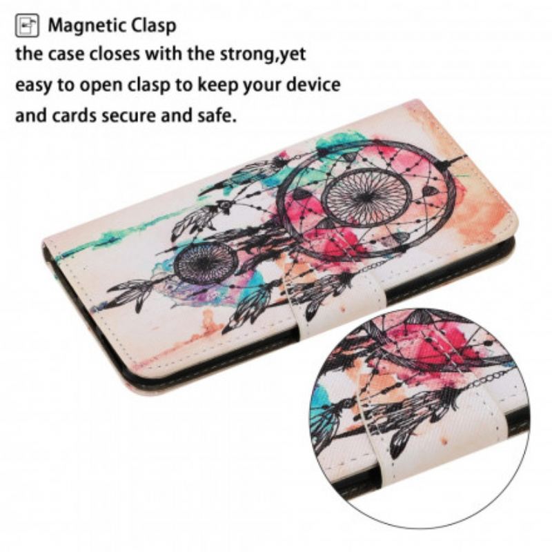 Capa Flip Para Xiaomi Redmi Note 9 Pro 5G Aquarela Apanhador De Sonhos