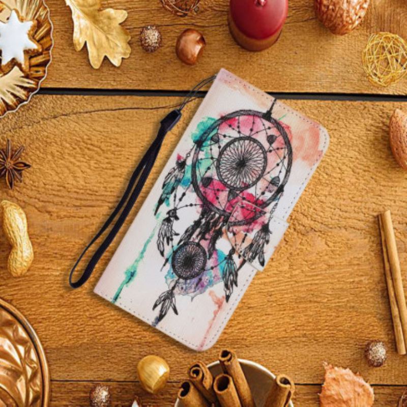 Capa Flip Para Xiaomi Redmi Note 9 Pro 5G Aquarela Apanhador De Sonhos