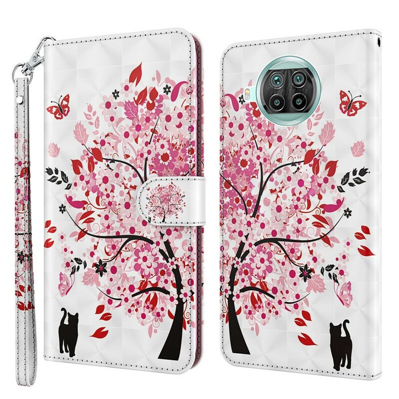 Capa Flip Para Xiaomi Redmi Note 9 Pro 5G Árvore Rosa