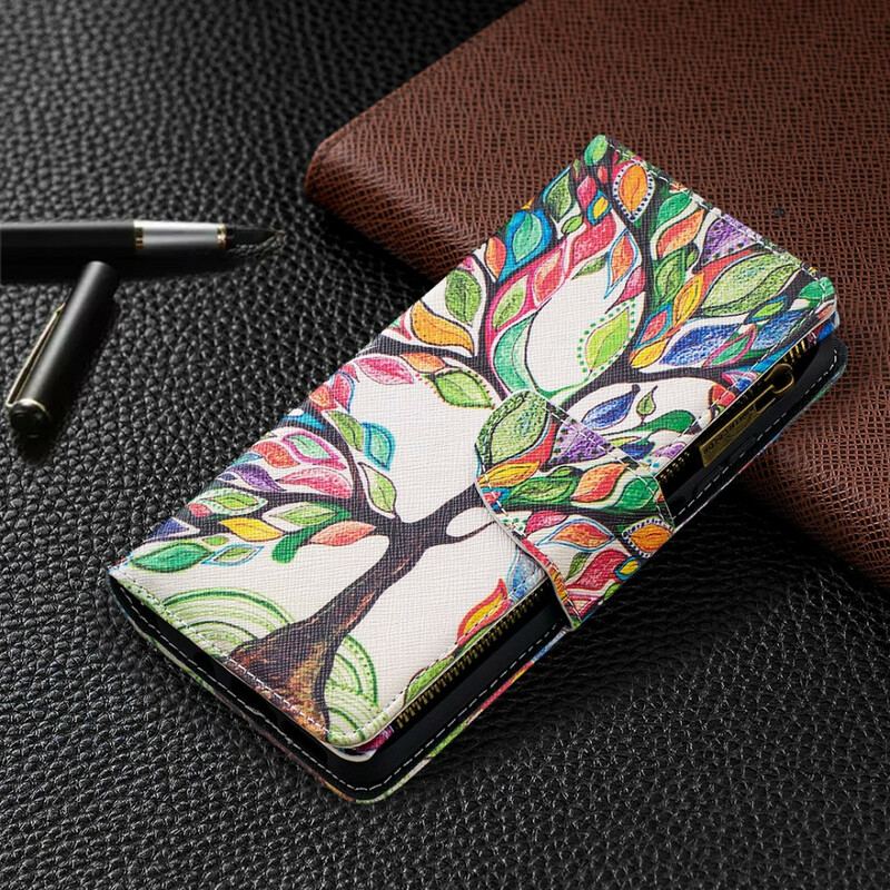 Capa Flip Para Xiaomi Redmi Note 9 Pro 5G Bolso De Árvore Com Zíper