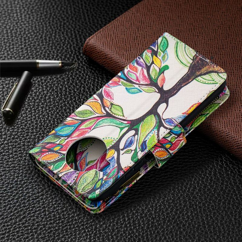 Capa Flip Para Xiaomi Redmi Note 9 Pro 5G Bolso De Árvore Com Zíper