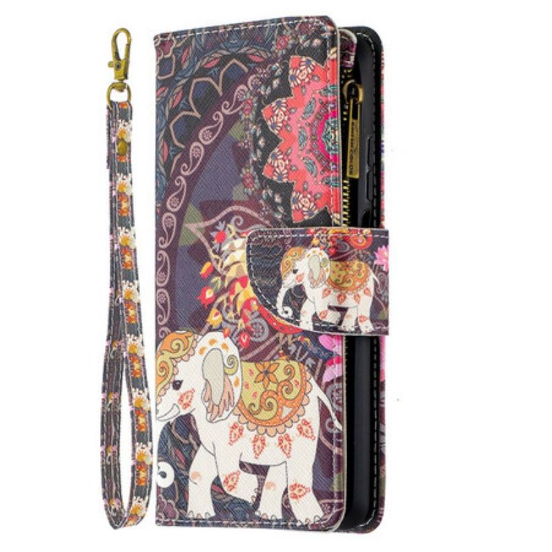 Capa Flip Para Xiaomi Redmi Note 9 Pro 5G Bolso Elefante Com Zíper