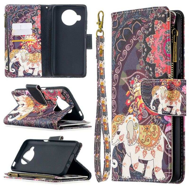 Capa Flip Para Xiaomi Redmi Note 9 Pro 5G Bolso Elefante Com Zíper