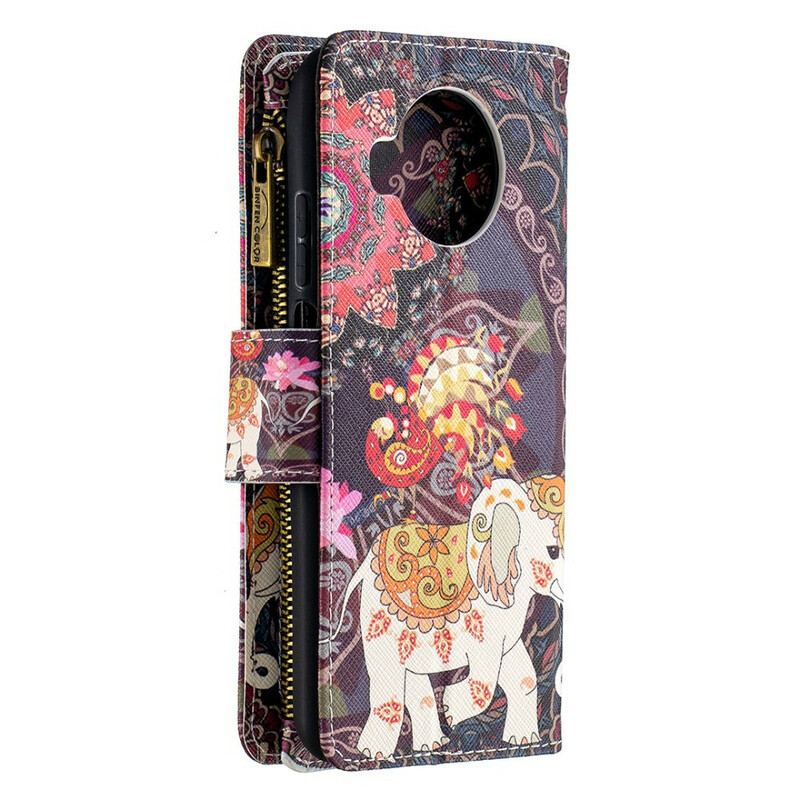 Capa Flip Para Xiaomi Redmi Note 9 Pro 5G Bolso Elefante Com Zíper