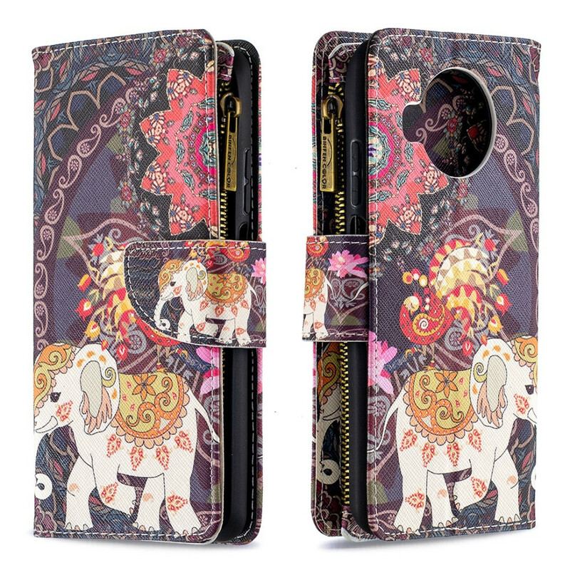 Capa Flip Para Xiaomi Redmi Note 9 Pro 5G Bolso Elefante Com Zíper