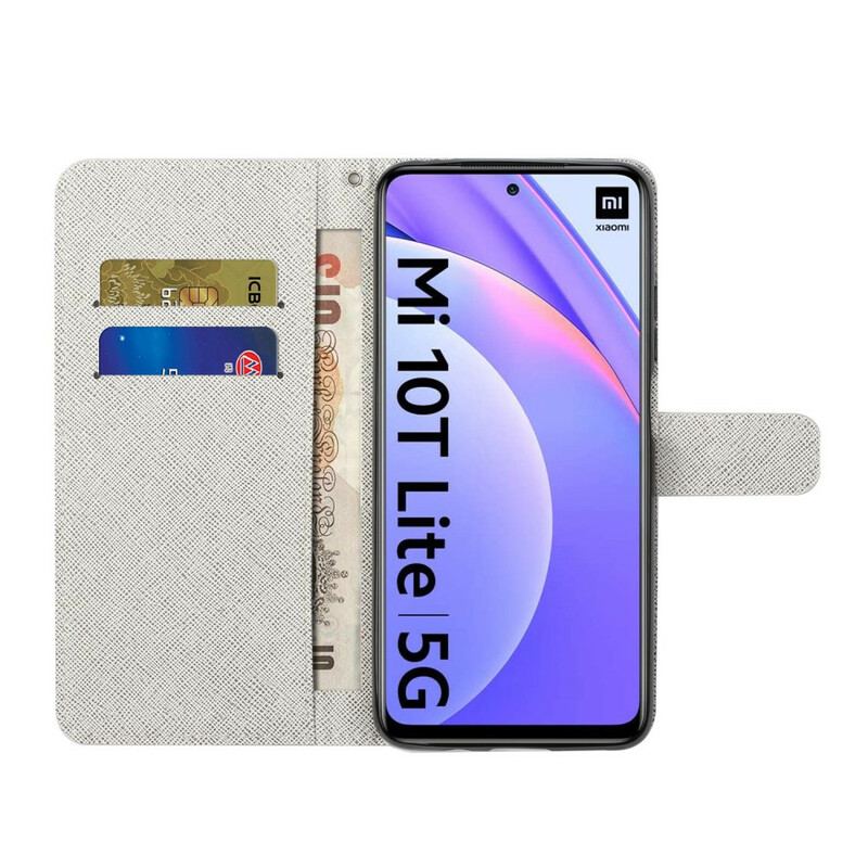 Capa Flip Para Xiaomi Redmi Note 9 Pro 5G De Cordão Gatos Divertidos Com Alça