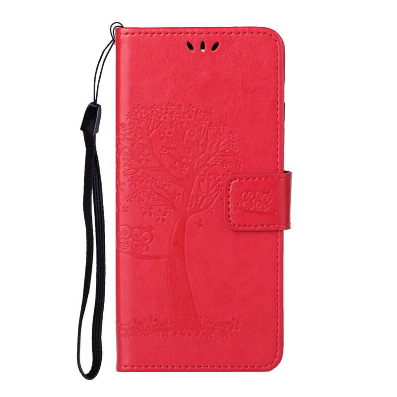 Capa Flip Para Xiaomi Redmi Note 9 Pro 5G De Cordão Tanga E Corujas