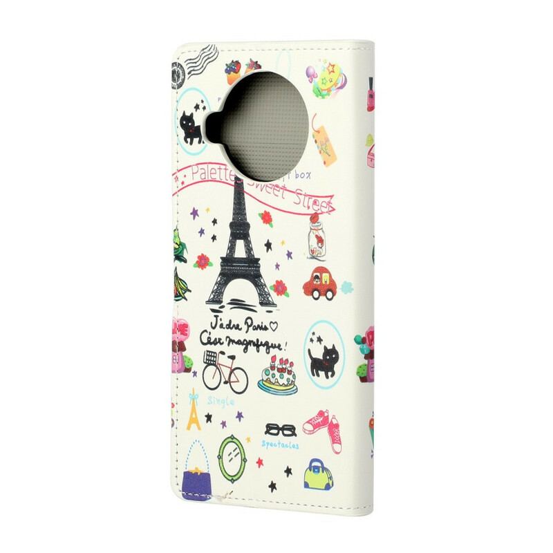 Capa Flip Para Xiaomi Redmi Note 9 Pro 5G Eu Amo Paris