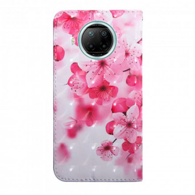 Capa Flip Para Xiaomi Redmi Note 9 Pro 5G Flores Cor De Rosa