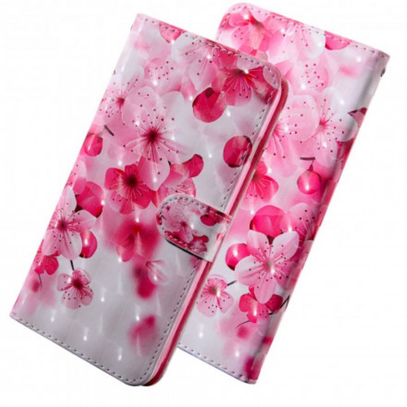 Capa Flip Para Xiaomi Redmi Note 9 Pro 5G Flores Cor De Rosa