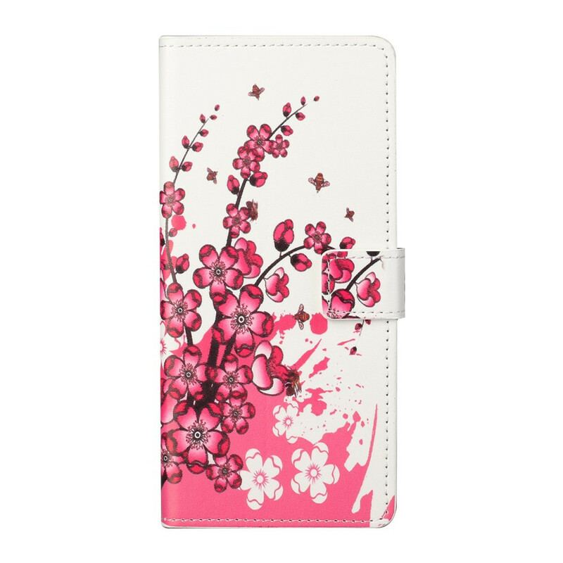 Capa Flip Para Xiaomi Redmi Note 9 Pro 5G Flores Tropicais