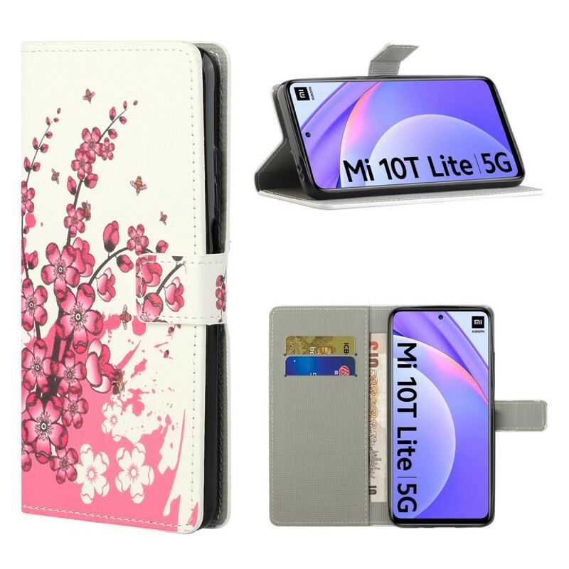 Capa Flip Para Xiaomi Redmi Note 9 Pro 5G Flores Tropicais