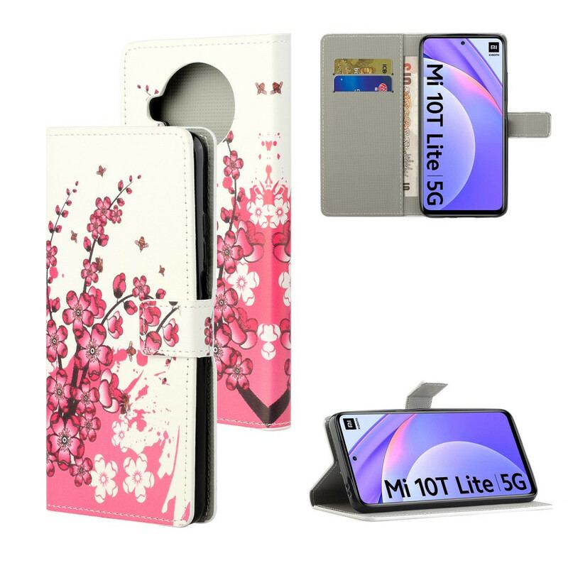 Capa Flip Para Xiaomi Redmi Note 9 Pro 5G Flores Tropicais