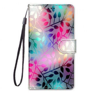 Capa Flip Para Xiaomi Redmi Note 9 Pro 5G Folhas Coloridas