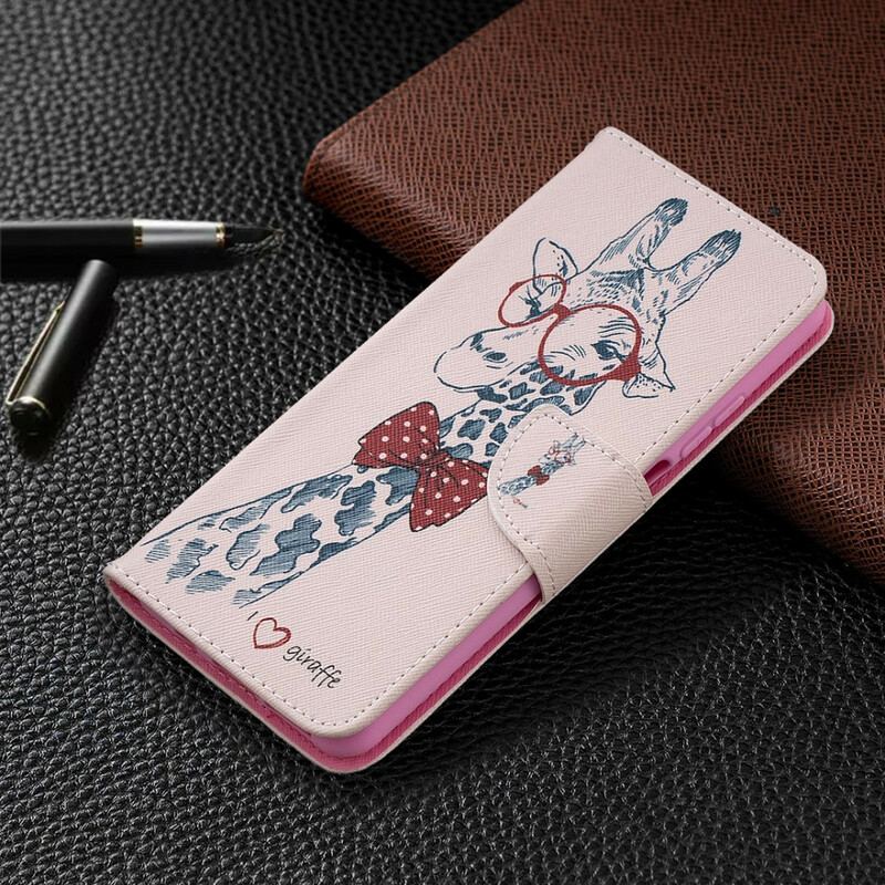 Capa Flip Para Xiaomi Redmi Note 9 Pro 5G Girafa Inteligente