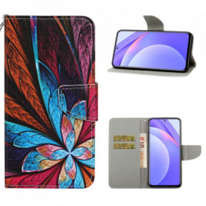 Capa Flip Para Xiaomi Redmi Note 9 Pro 5G Lençóis Coloridos Com Cordão