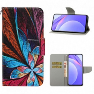 Capa Flip Para Xiaomi Redmi Note 9 Pro 5G Lençóis Coloridos Com Cordão