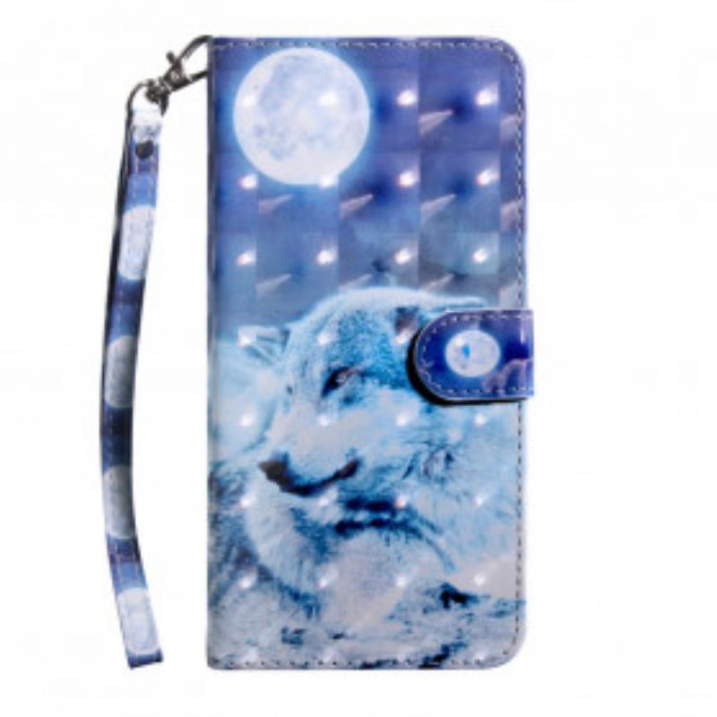 Capa Flip Para Xiaomi Redmi Note 9 Pro 5G Lobo Ao Luar