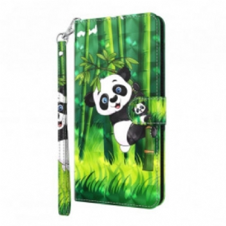 Capa Flip Para Xiaomi Redmi Note 9 Pro 5G Panda Light Spot E Bambu