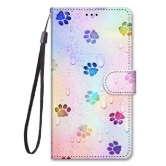 Capa Flip Para Xiaomi Redmi Note 9 Pro 5G Pegadas De Gato