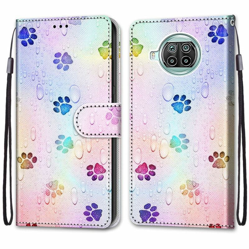 Capa Flip Para Xiaomi Redmi Note 9 Pro 5G Pegadas De Gato