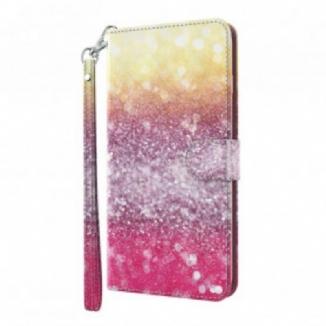 Capa Flip Para Xiaomi Redmi Note 9 Pro 5G Ponto De Luz Glitter Magenta