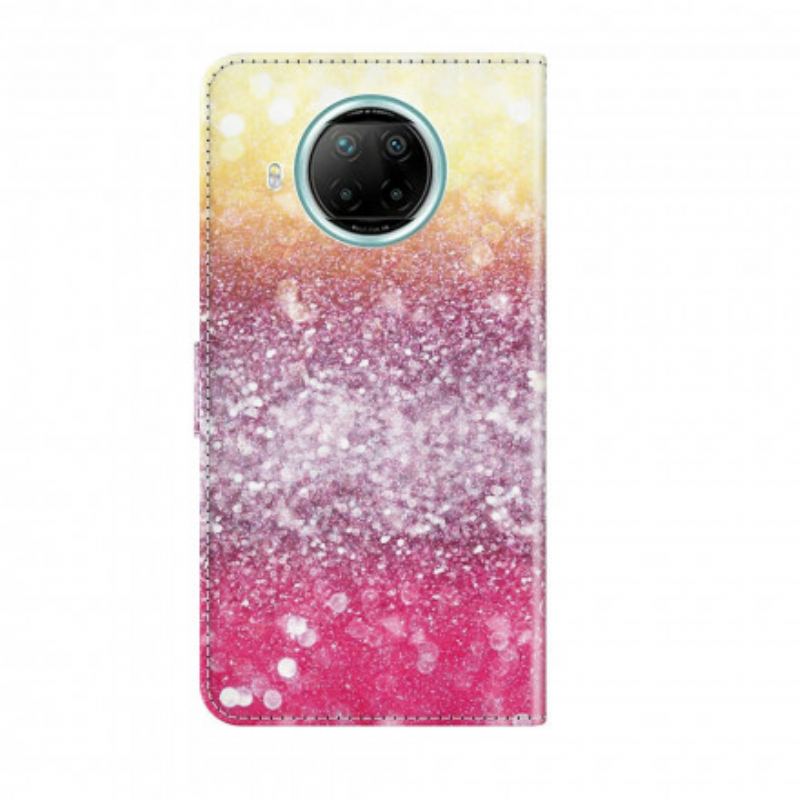 Capa Flip Para Xiaomi Redmi Note 9 Pro 5G Ponto De Luz Glitter Magenta