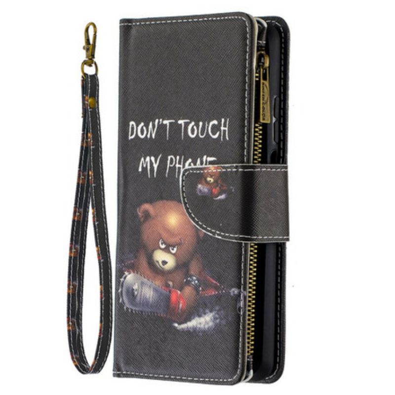 Capa Flip Para Xiaomi Redmi Note 9 Pro 5G Urso De Bolso Com Zíper