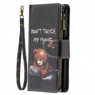 Capa Flip Para Xiaomi Redmi Note 9 Pro 5G Urso De Bolso Com Zíper