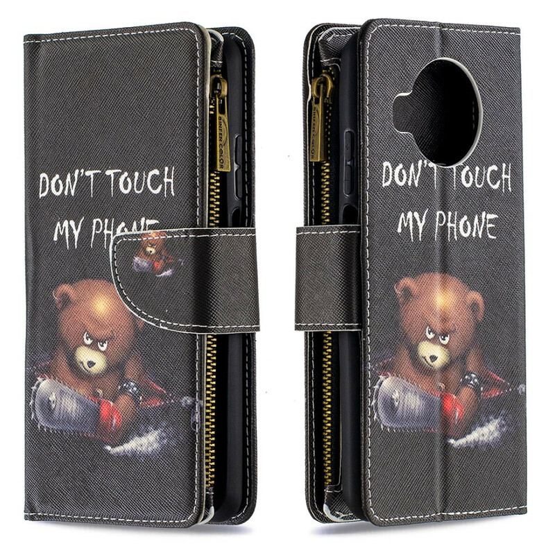 Capa Flip Para Xiaomi Redmi Note 9 Pro 5G Urso De Bolso Com Zíper