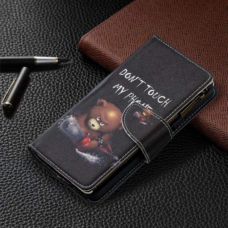 Capa Flip Para Xiaomi Redmi Note 9 Pro 5G Urso De Bolso Com Zíper