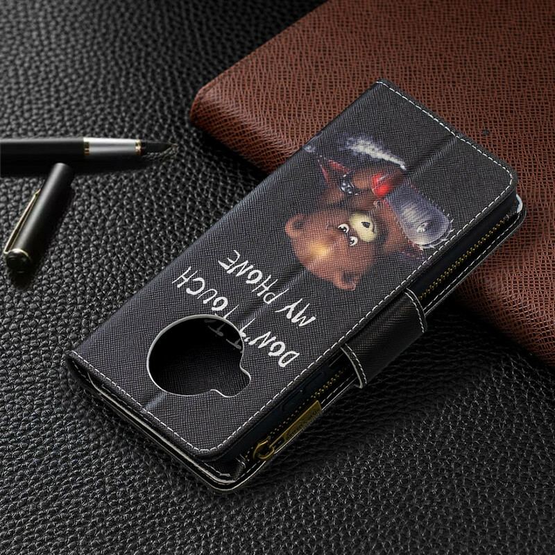 Capa Flip Para Xiaomi Redmi Note 9 Pro 5G Urso De Bolso Com Zíper