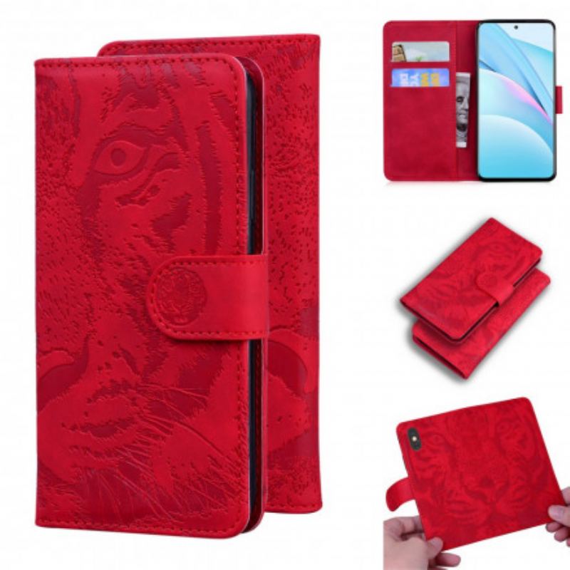 Capa Folio Para Xiaomi Redmi Note 9 Pro 5G Cara De Tigre