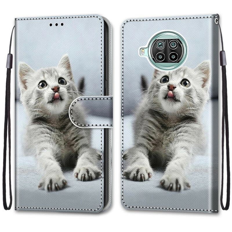 Capa Folio Para Xiaomi Redmi Note 9 Pro 5G De Cordão Gatinho Strappy