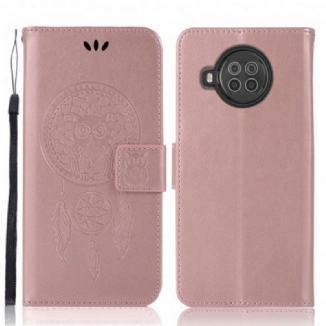 Capa Folio Para Xiaomi Redmi Note 9 Pro 5G Coruja Apanhador De Sonhos Efeito Couro