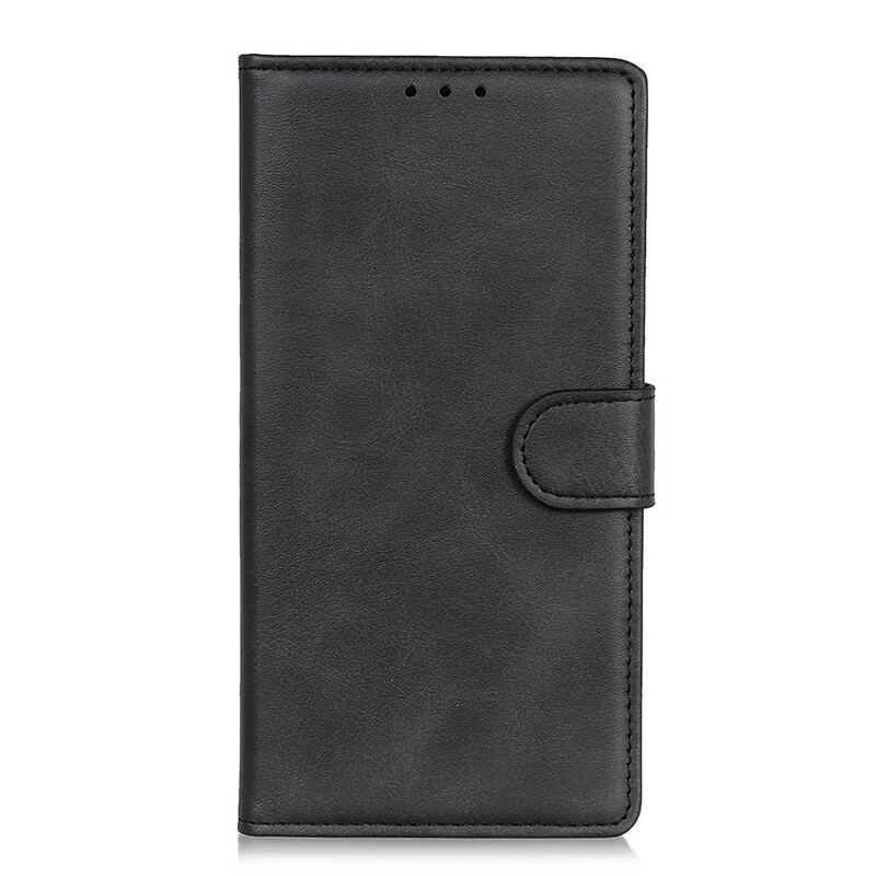 Capa Folio Para Xiaomi Redmi Note 9 Pro 5G Efeito De Couro Fosco