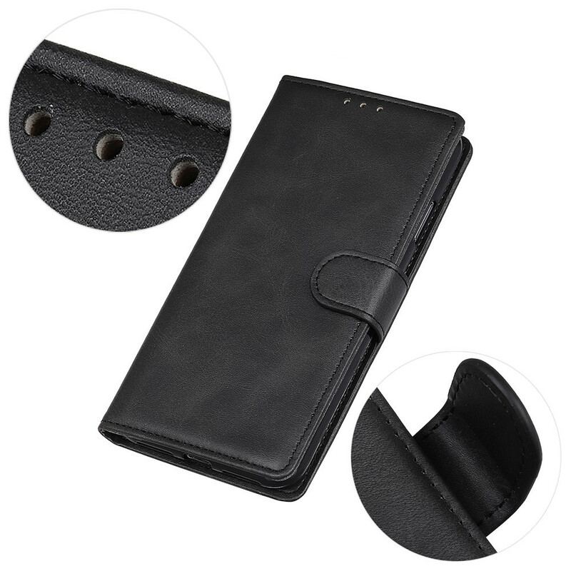 Capa Folio Para Xiaomi Redmi Note 9 Pro 5G Efeito De Couro Fosco