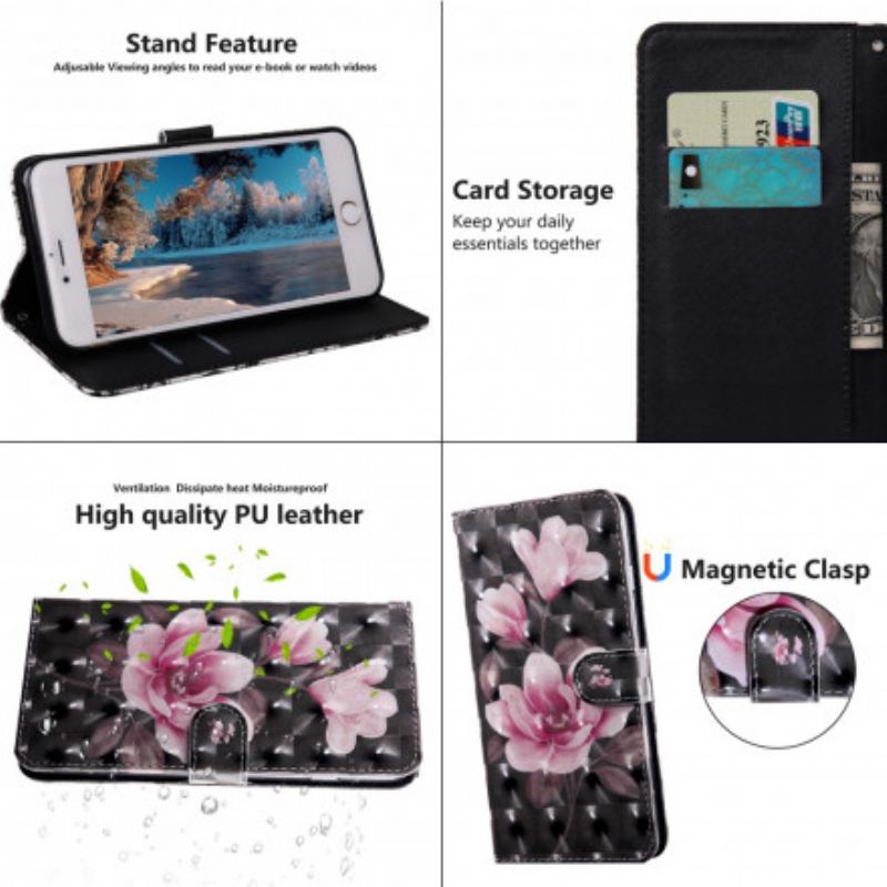 Capa Folio Para Xiaomi Redmi Note 9 Pro 5G Flores Em Flor