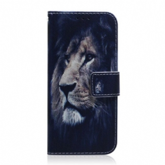 Capa Folio Para Xiaomi Redmi Note 9 Pro 5G Leão Sonhador