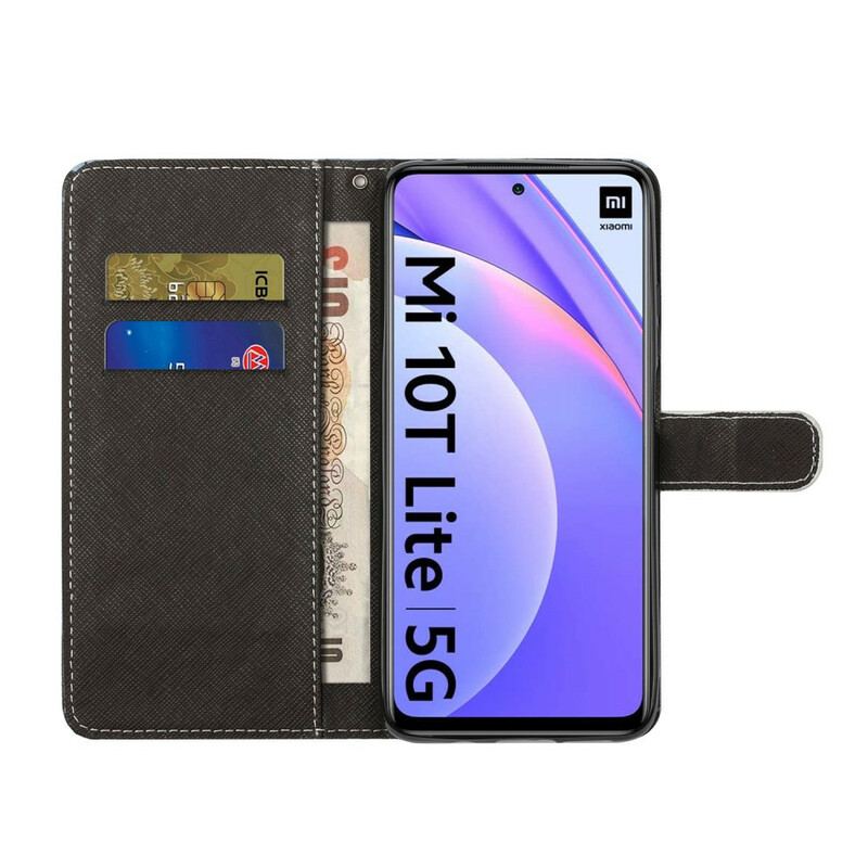 Capa Folio Para Xiaomi Redmi Note 9 Pro 5G Olhos De Gato Preto